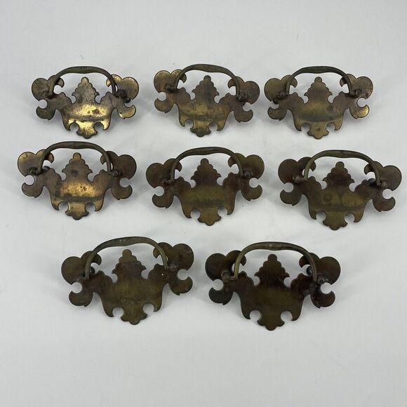 Chippendale Colonial Brass Antique Hardware Batwing Drawer Pull 2 1/2" center - Picture 4 of 12